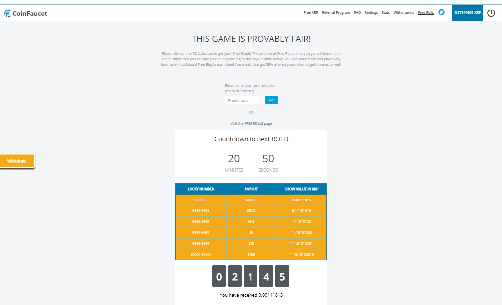کسب Ripple رایگان از سایت Coinfaucet