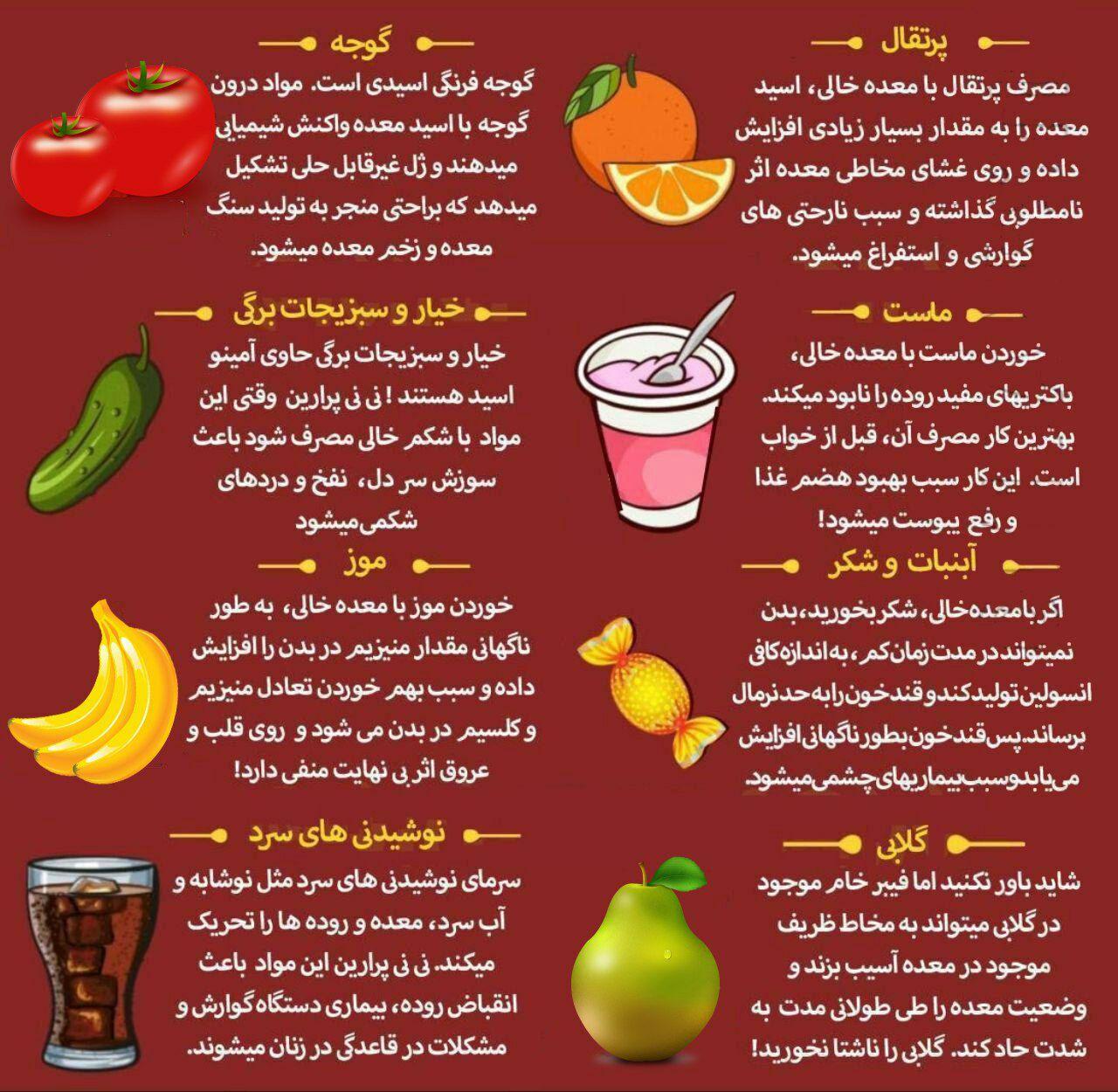 خوراکی های منع شده با معده خالی