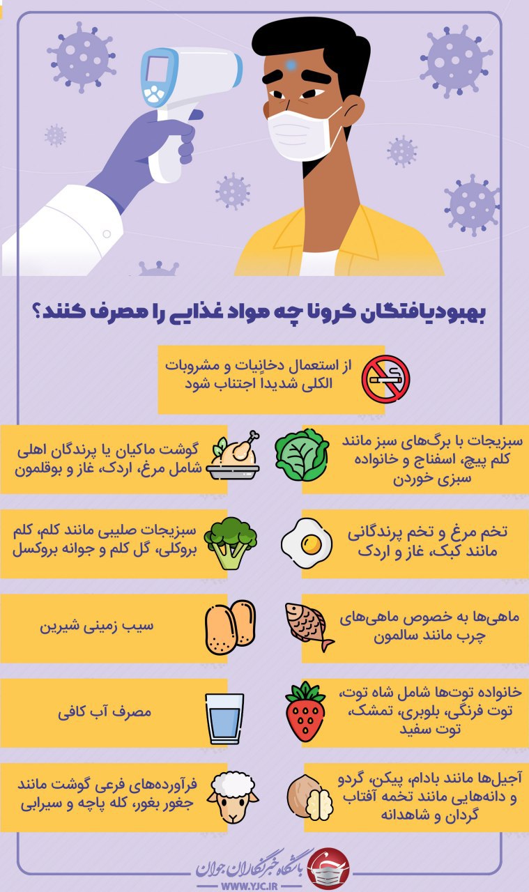 بهبودیافتگان کرونا کدام مواد غذایی را مصرف کنند
