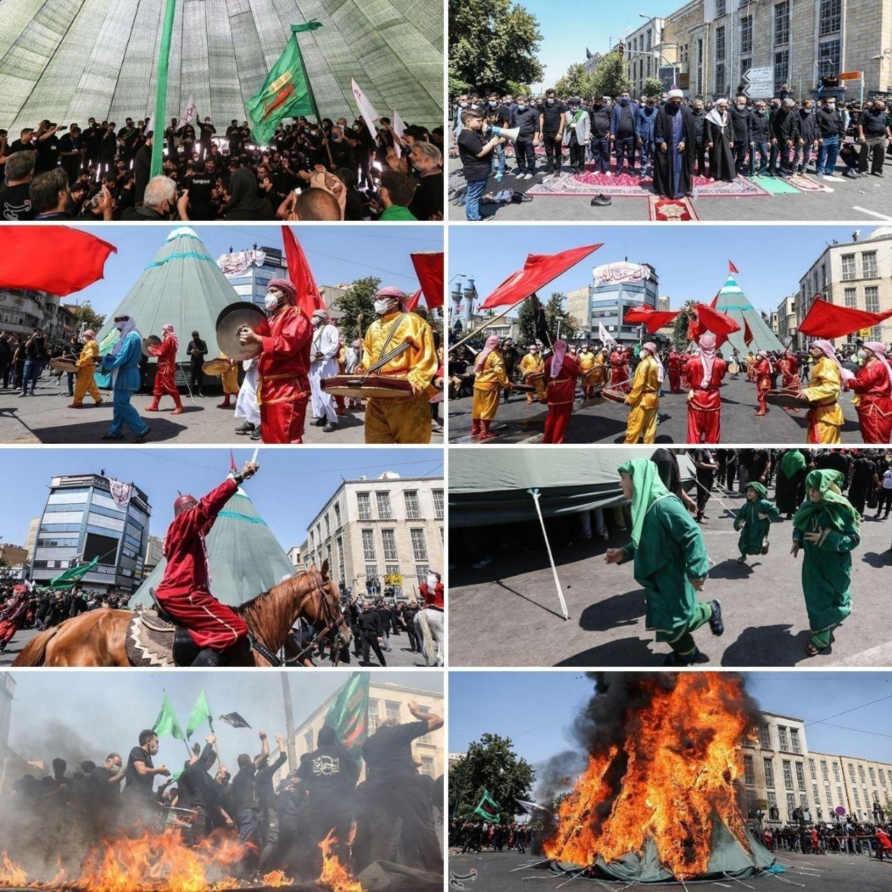 خیمه سوزان ظهر عاشورا در چهار راه گلوبندک تهران