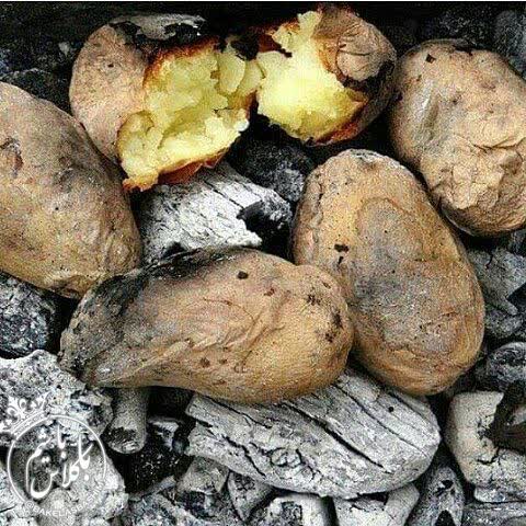 سيب زمینی پخته شده در آتش