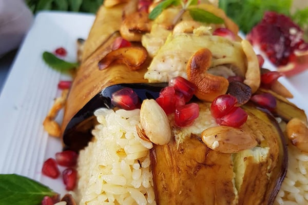 طرز تهیه مقلوبه مرغ و بادمجان