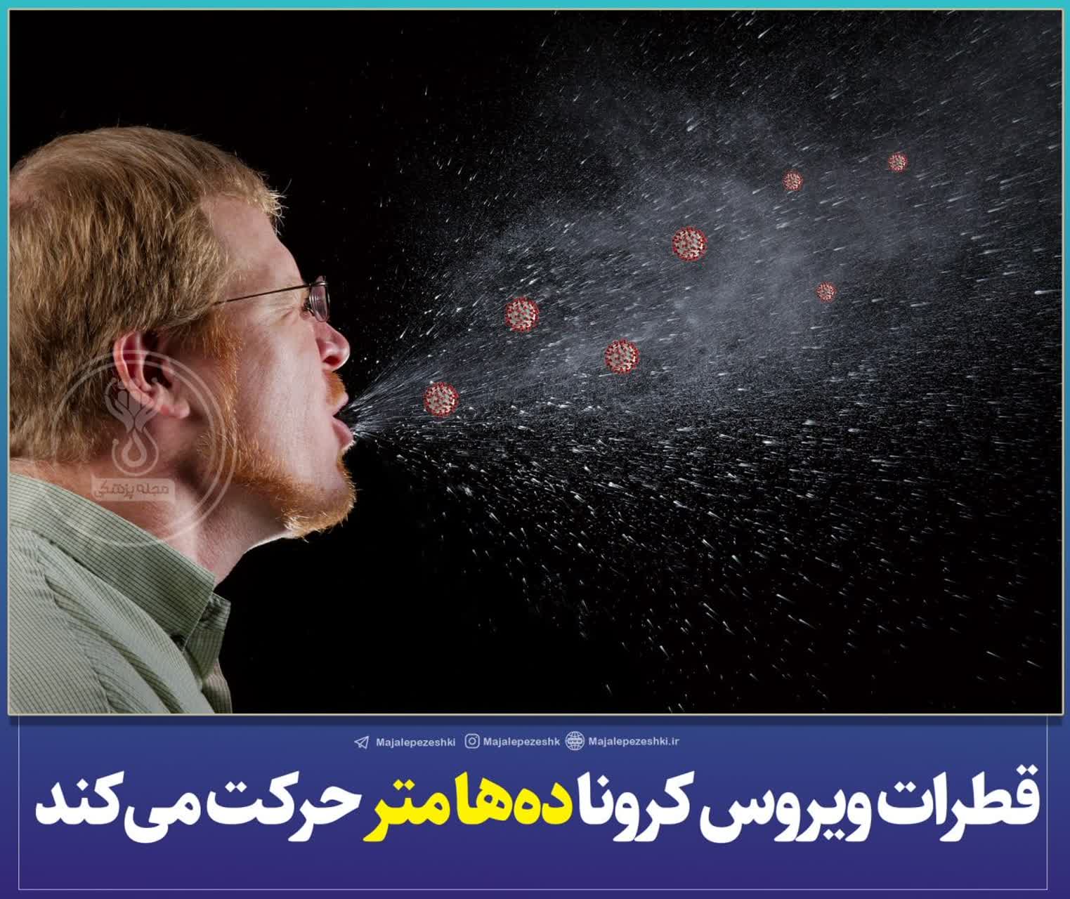 قطرات ویروس کرونا ده‌ها متر حرکت می‌کنند