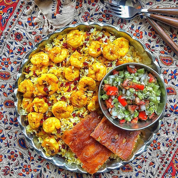 طرز تهیه زرشک پلو با میگو