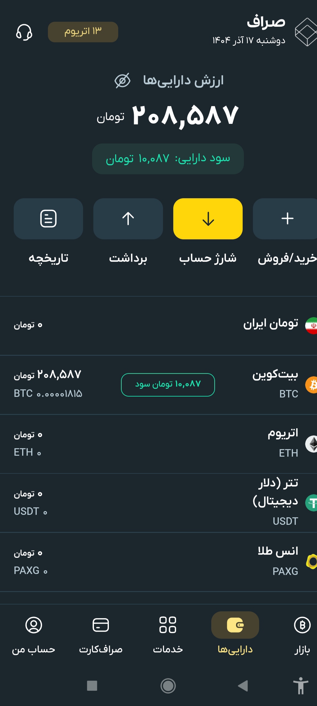 هدیه صرافی صراف به کاربران